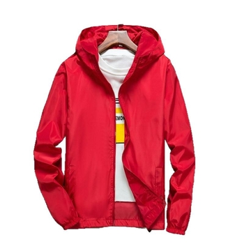 Tinejdžerska ljetna windbreaker jakna s kapuljom, tanak materijal, poliesterska smjesa kemijskih vlakana, bočni džepovi, casual stil