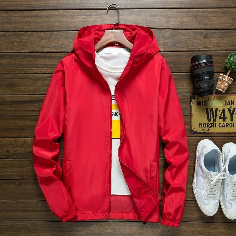 Tinejdžerska ljetna windbreaker jakna s kapuljom, tanak materijal, poliesterska smjesa kemijskih vlakana, bočni džepovi, casual stil