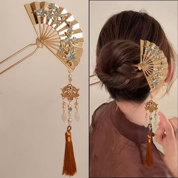 Etnički stil ručno izrađena spona za kosu od legure s resicama – vjenčani dodatak za kosu, qi-pao stil, ljeto 2025