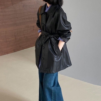 Geacă pentru femei din piele ecologică, stil coreean, primăvara 2026