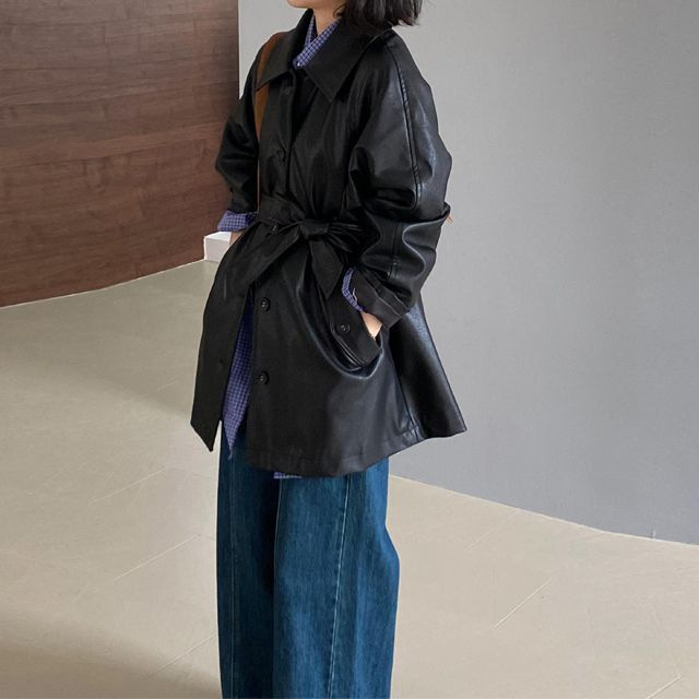 Geacă pentru femei din piele ecologică, stil coreean, primăvara 2026