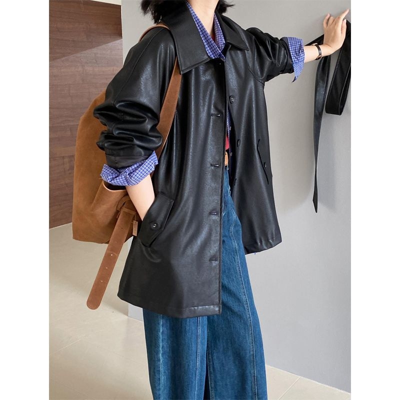 Geacă pentru femei din piele ecologică, stil coreean, primăvara 2026