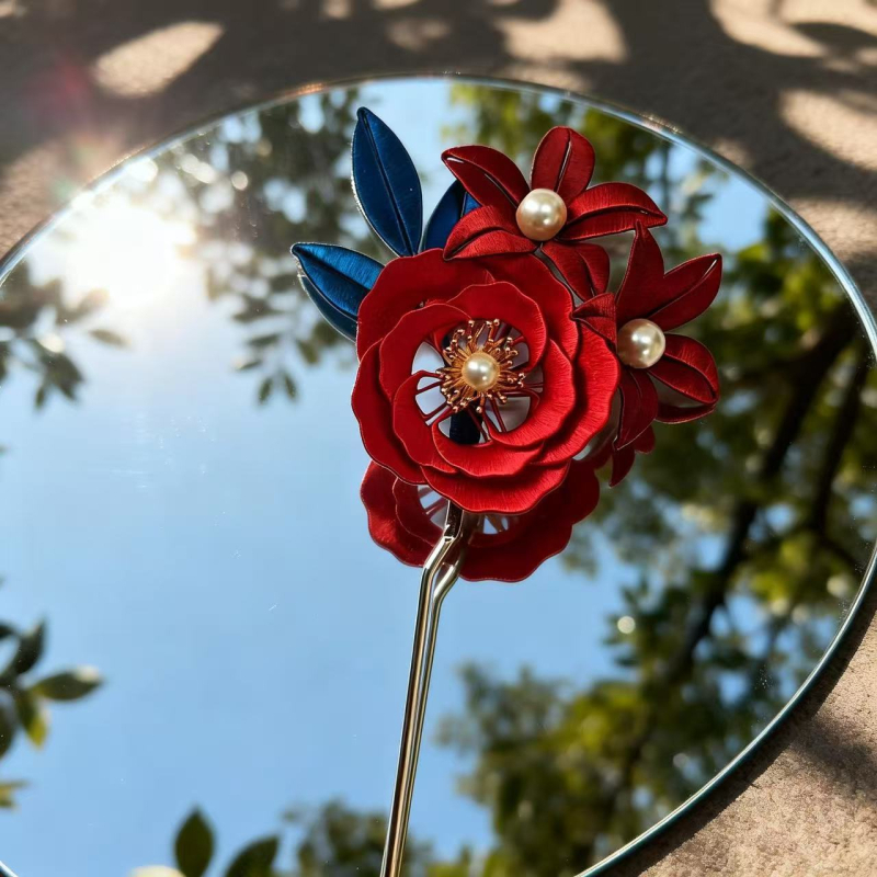 Štipaljka za kosu s motivom cvijeća, ručna izrada, antički stil, cvjetna dekoracija, mogućnost prilagođavanja