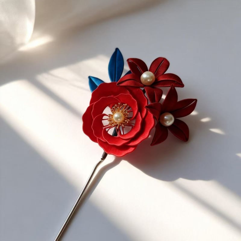 Štipaljka za kosu s motivom cvijeća, ručna izrada, antički stil, cvjetna dekoracija, mogućnost prilagođavanja