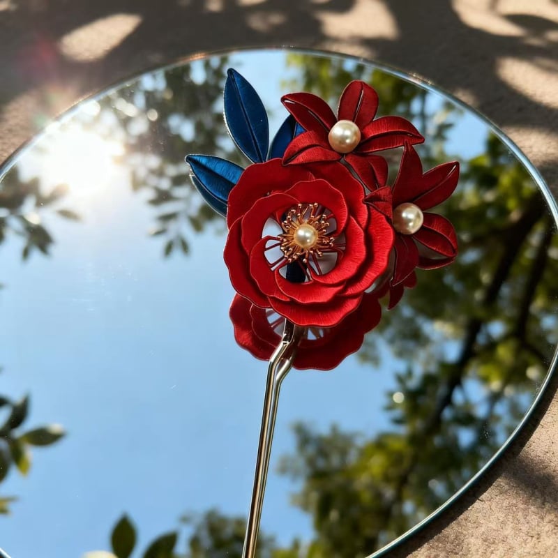 Štipaljka za kosu s motivom cvijeća, ručna izrada, antički stil, cvjetna dekoracija, mogućnost prilagođavanja