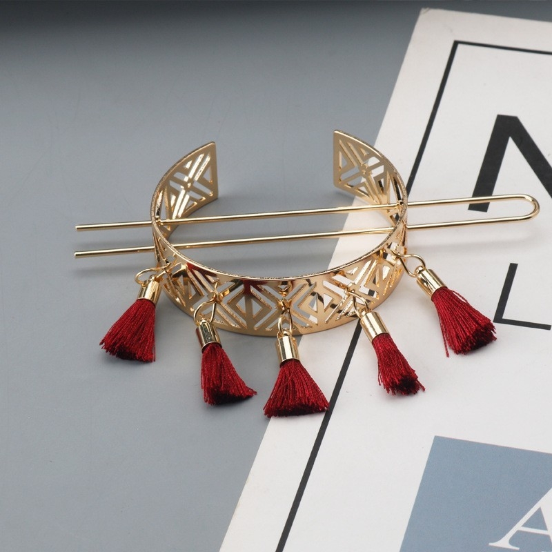 TLZY Vintage kopča za kosu s geometrijskim cvjetnim prozračnim dizajnom, legura, U‑oblik