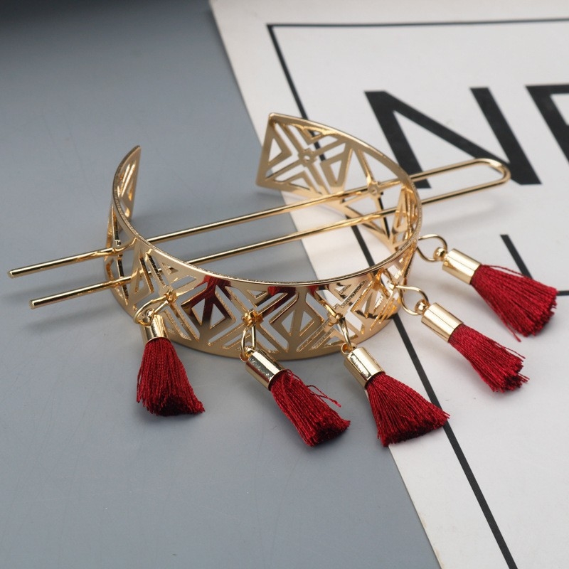 TLZY Vintage kopča za kosu s geometrijskim cvjetnim prozračnim dizajnom, legura, U‑oblik