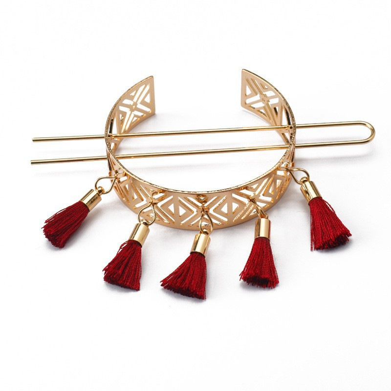 TLZY Vintage kopča za kosu s geometrijskim cvjetnim prozračnim dizajnom, legura, U‑oblik