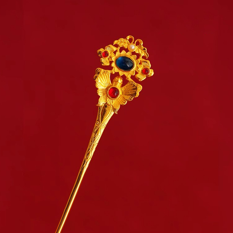 Metalna ukosnica za kosu u stilu Hanfu, oblik cvijeta, elektroplatirana, pogodna za vjenčanje