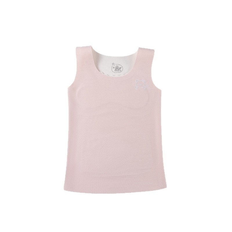 Termalni prsluk za djevojčice 7–12 godina, dvostruki sloj od poliester materijala, samozagrijavanje, s fiksnim jastučićima za prsni koš