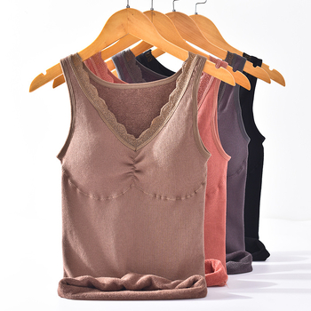 Topli termo prsluk od rastezljivog pamuka, V-izrez, bezšavni, tanak materijal 121-140 g/m2