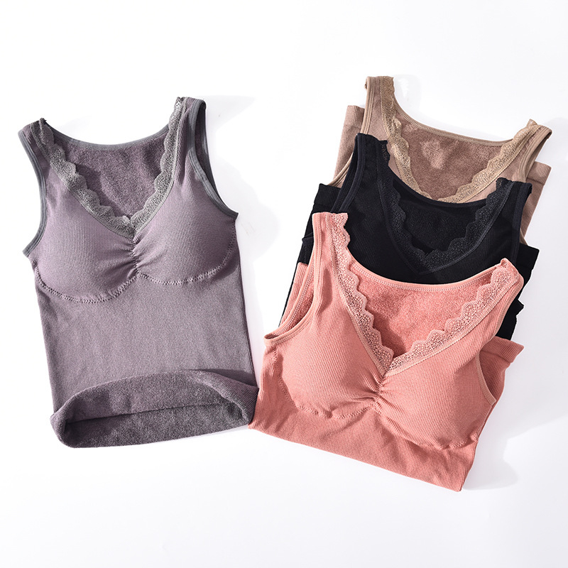 Topli termo prsluk od rastezljivog pamuka, V-izrez, bezšavni, tanak materijal 121-140 g/m2