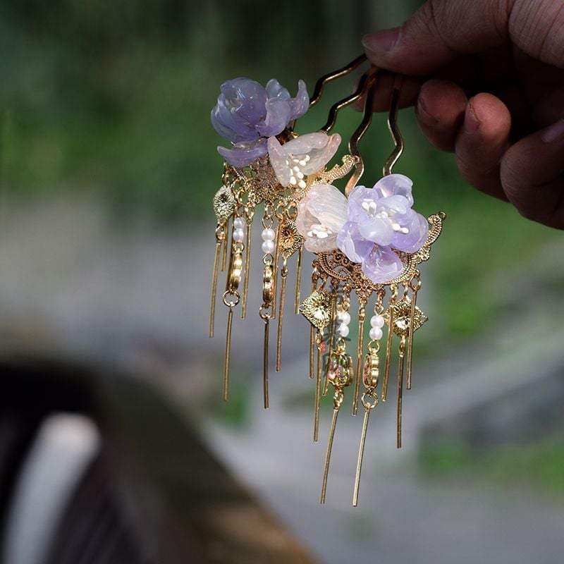 Ručna štipaljka za kosu kapkovitog oblika od staklene glazure, prirodni unisex stil