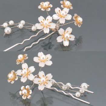 Vjenčana gumica za kosu u obliku U, ručno izrađene latice i perlama, cvjetna češalj (Materijal: Akril; Stil: Nacionalni vjetar; Stilizacija: Cvijeće; Izdržljivost: Nije lako slomiti; Kategorija: Dodaci za kosu)