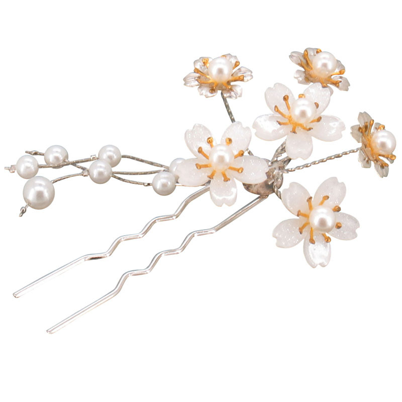 Vjenčana gumica za kosu u obliku U, ručno izrađene latice i perlama, cvjetna češalj (Materijal: Akril; Stil: Nacionalni vjetar; Stilizacija: Cvijeće; Izdržljivost: Nije lako slomiti; Kategorija: Dodaci za kosu)