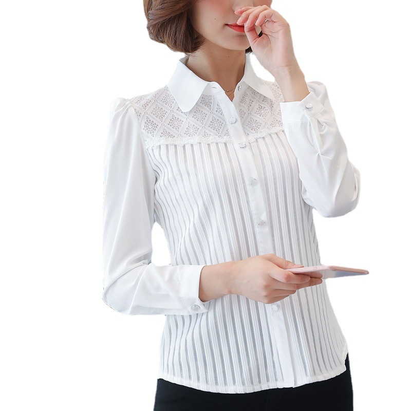 Ženska košulja s dugim rukavima, uski kroj, jednobojni uzorak, smjesa poliester/acetat sa spandeksom, ovratnik s reverom, kopčanje na jedan red