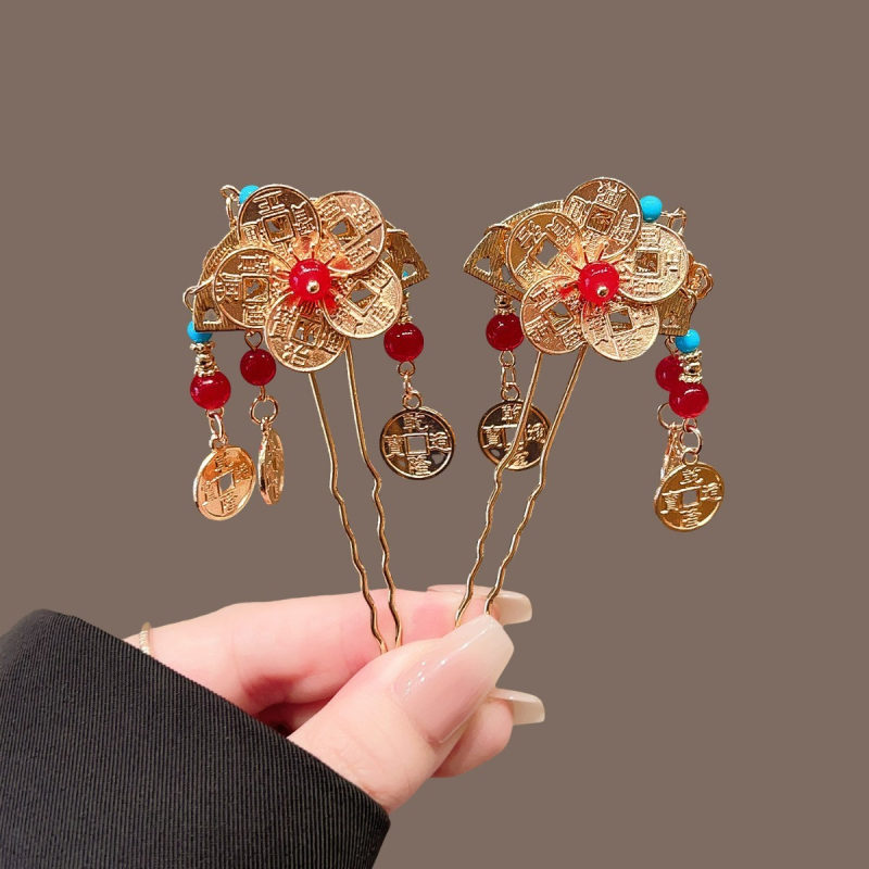 Kopča za kosu u novokineskom stilu – legura, elektroplatiranje, model J1321, dizajn Tassel