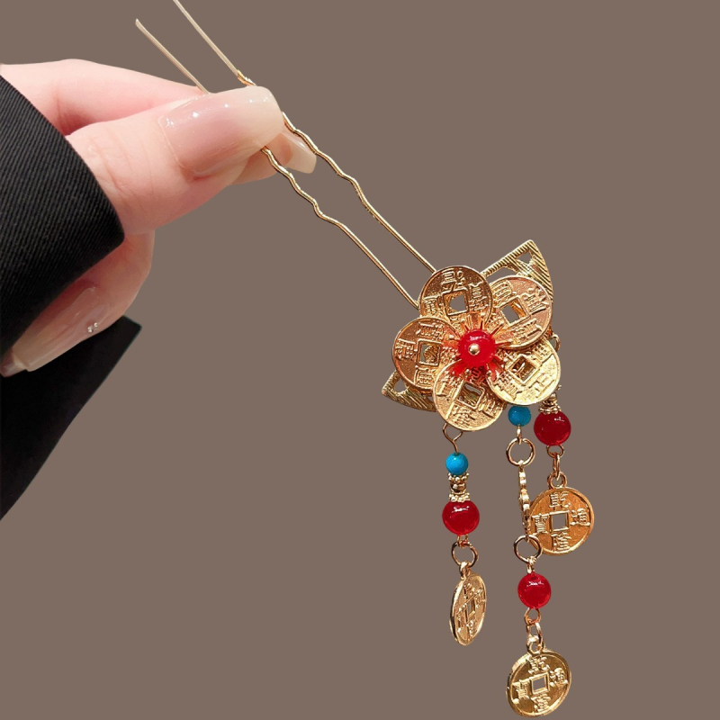 Kopča za kosu u novokineskom stilu – legura, elektroplatiranje, model J1321, dizajn Tassel