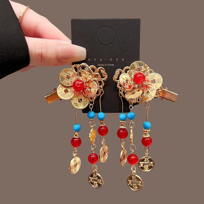 Kopča za kosu u novokineskom stilu – legura, elektroplatiranje, model J1321, dizajn Tassel