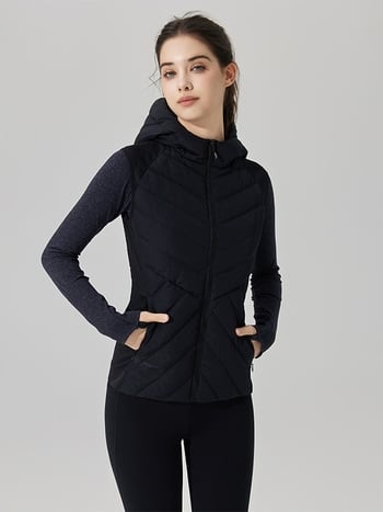 Γυναικείο γιλέκο με πούπουλα για υπαίθρια γιόγκα, ελαφρύ και ζεστό, γέμισμα από πάπια, ύφασμα μίγμα καννάβης-λινού 70%, επένδυση από βαμβάκι, για χειμώνα και φθινόπωρο