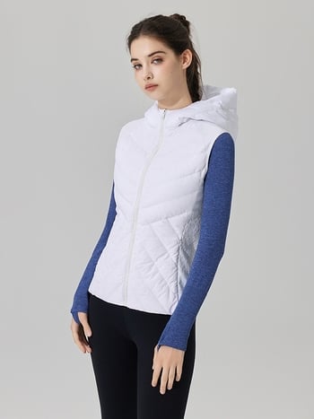 Γυναικείο γιλέκο με πούπουλα για υπαίθρια γιόγκα, ελαφρύ και ζεστό, γέμισμα από πάπια, ύφασμα μίγμα καννάβης-λινού 70%, επένδυση από βαμβάκι, για χειμώνα και φθινόπωρο