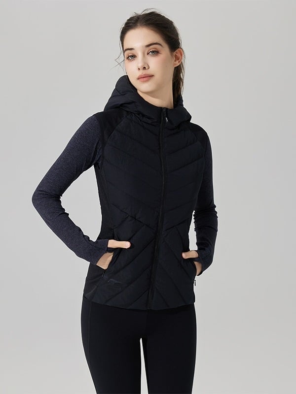 Γυναικείο γιλέκο με πούπουλα για υπαίθρια γιόγκα, ελαφρύ και ζεστό, γέμισμα από πάπια, ύφασμα μίγμα καννάβης-λινού 70%, επένδυση από βαμβάκι, για χειμώνα και φθινόπωρο