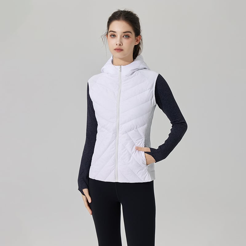 Γυναικείο γιλέκο με πούπουλα για υπαίθρια γιόγκα, ελαφρύ και ζεστό, γέμισμα από πάπια, ύφασμα μίγμα καννάβης-λινού 70%, επένδυση από βαμβάκι, για χειμώνα και φθινόπωρο