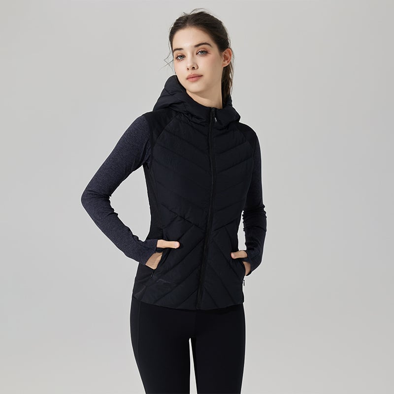 Γυναικείο γιλέκο με πούπουλα για υπαίθρια γιόγκα, ελαφρύ και ζεστό, γέμισμα από πάπια, ύφασμα μίγμα καννάβης-λινού 70%, επένδυση από βαμβάκι, για χειμώνα και φθινόπωρο