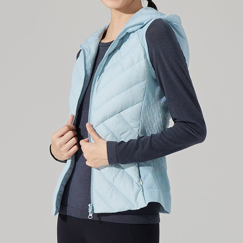 Γυναικείο γιλέκο με πούπουλα για υπαίθρια γιόγκα, ελαφρύ και ζεστό, γέμισμα από πάπια, ύφασμα μίγμα καννάβης-λινού 70%, επένδυση από βαμβάκι, για χειμώνα και φθινόπωρο