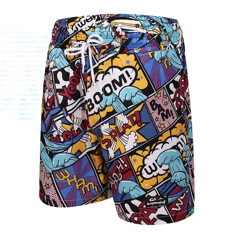 Детски плажни шорти за плуване, бързосъхнещи с вътрешна мрежеста подплата, унисекс; полиестер 95%, подплата 100% полиестер; за плуване и водни спортове