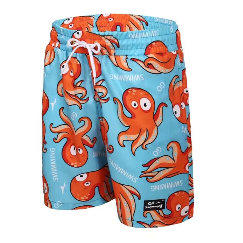 Детски плажни шорти за плуване, бързосъхнещи с вътрешна мрежеста подплата, унисекс; полиестер 95%, подплата 100% полиестер; за плуване и водни спортове