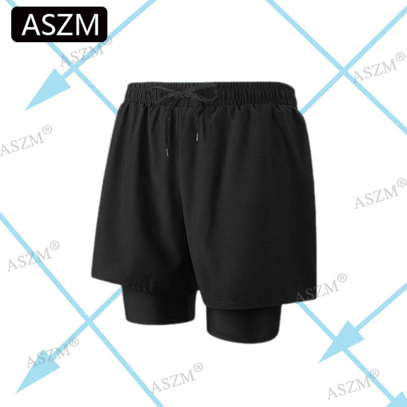 Pantaloni scurți de plajă pentru bărbați cu șnur - căptușire dublă, 95% poliester, elasticitate micro-bounce, previn situații jenante