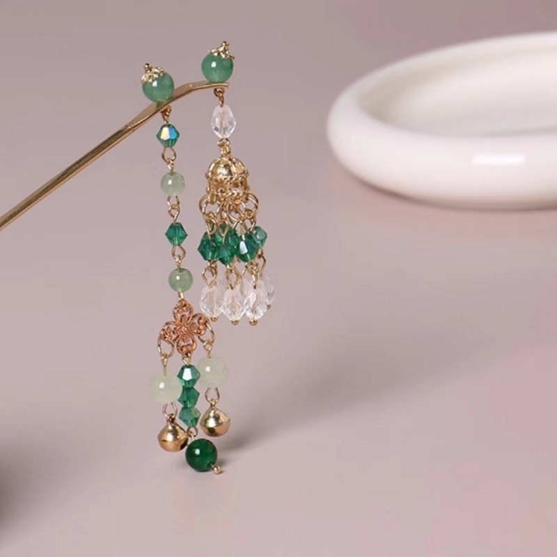 Vintage metalna igla za kosu s geometrijskim resicama, ručno izrađena, prilagodljiva, pojedinačno pakirana