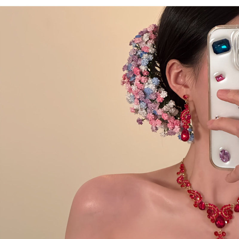 Igla za kosu s cvjetnim motivom, korejski stil, mješavina materijala, podrijetlo Yiwu, zima 2025