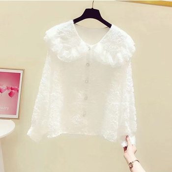 Poliesterska bluza s ovratnikom tipa Peter Pan i rukavima princeza, dugi rukavi, pulover stil, duljina 50–65 cm