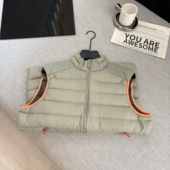 Χειμερινό Γιλέκο από Πούπουλα Χήνας, χωρίς Μανίκια, με Ψηλό Γιακά, Μονόχρωμο, Casual (Υλικό: Nylon 66; Επένδυση: Ακρυλικό Ύφασμα; Γέμισμα: Πούπουλα Χήνας; Μοτίβο: Μονόχρωμο)