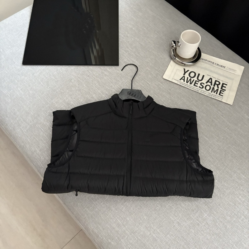 Χειμερινό Γιλέκο από Πούπουλα Χήνας, χωρίς Μανίκια, με Ψηλό Γιακά, Μονόχρωμο, Casual (Υλικό: Nylon 66; Επένδυση: Ακρυλικό Ύφασμα; Γέμισμα: Πούπουλα Χήνας; Μοτίβο: Μονόχρωμο)