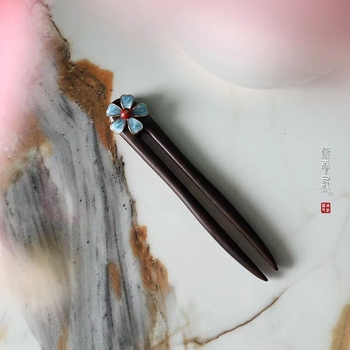 Pin de păr din lemn de abanos, în formă U – Accesorii Hanfu pentru păr feminin, stil vintage