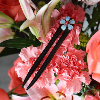 Pin de păr din lemn de abanos, în formă U – Accesorii Hanfu pentru păr feminin, stil vintage