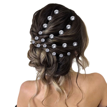 HP535 Clips de păr din aliaj, format U, pentru dreadlocks, cu pietre zirconii, design floral, lucios și elegant