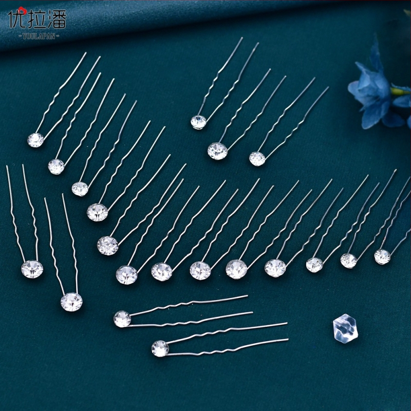 HP535 Clips de păr din aliaj, format U, pentru dreadlocks, cu pietre zirconii, design floral, lucios și elegant