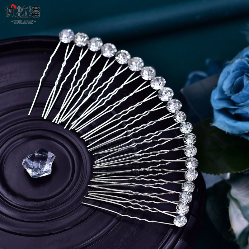 HP535 Clips de păr din aliaj, format U, pentru dreadlocks, cu pietre zirconii, design floral, lucios și elegant