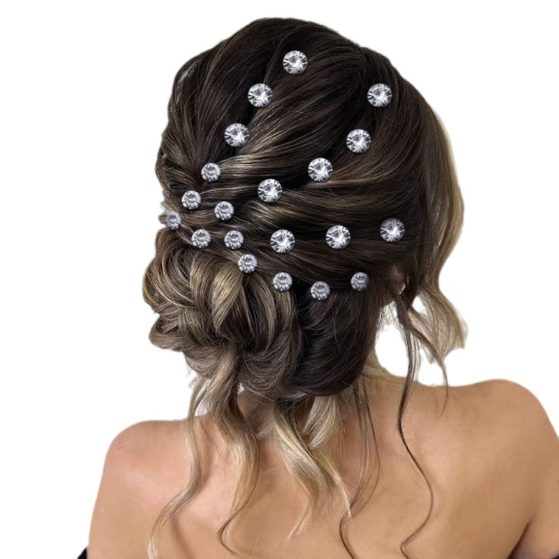 HP535 Clips de păr din aliaj, format U, pentru dreadlocks, cu pietre zirconii, design floral, lucios și elegant