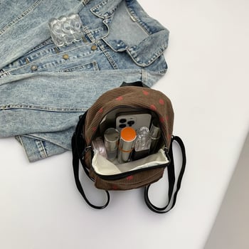 Mini ruksak od corduroya za žene, gradski minimalistički stil, stane 8-inčni laptop, kapacitet ispod 20 l, voćni uzorak