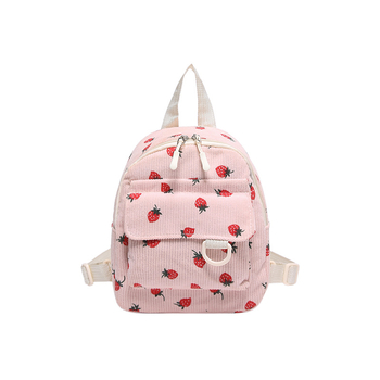 Mini ruksak od corduroya za žene, gradski minimalistički stil, stane 8-inčni laptop, kapacitet ispod 20 l, voćni uzorak