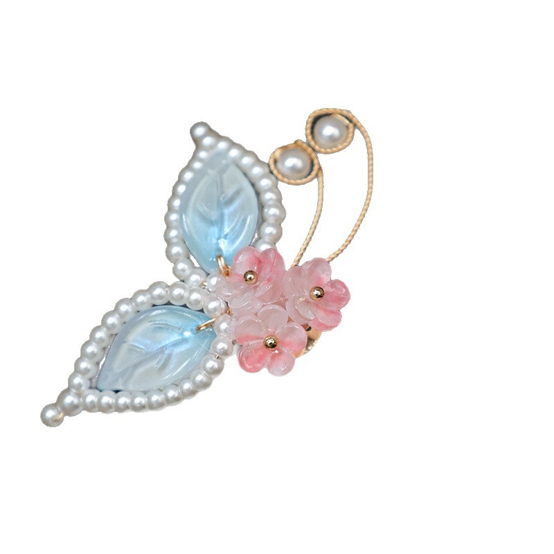 Clamă de păr în stil antic, fluture emailat, din aliaj, pentru copii, ambalaj individual, realizată manual