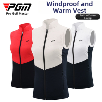 Γυναικείο γκολφ γιλέκο με βαμβακό γέμισμα για ζεστασιά, ύφασμα βαμβακό-μίγμα, ψηλή γιακά, για γκολφ