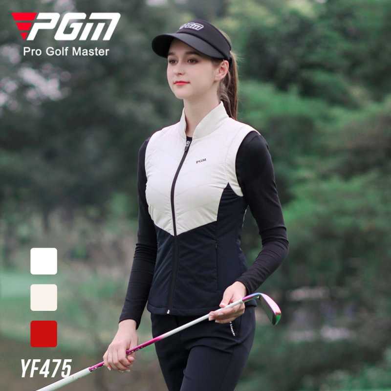 Γυναικείο γκολφ γιλέκο με βαμβακό γέμισμα για ζεστασιά, ύφασμα βαμβακό-μίγμα, ψηλή γιακά, για γκολφ