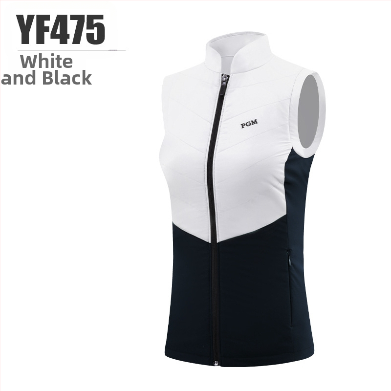 Γυναικείο γκολφ γιλέκο με βαμβακό γέμισμα για ζεστασιά, ύφασμα βαμβακό-μίγμα, ψηλή γιακά, για γκολφ