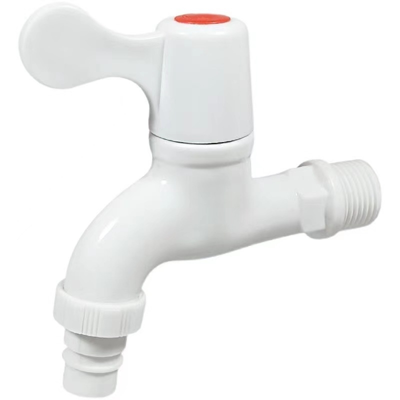 Plastový kohútik na umývadlo, ABS materiál, model 15555, montáž na stenu, keramický ventil s čipom, vhodný pre práčku